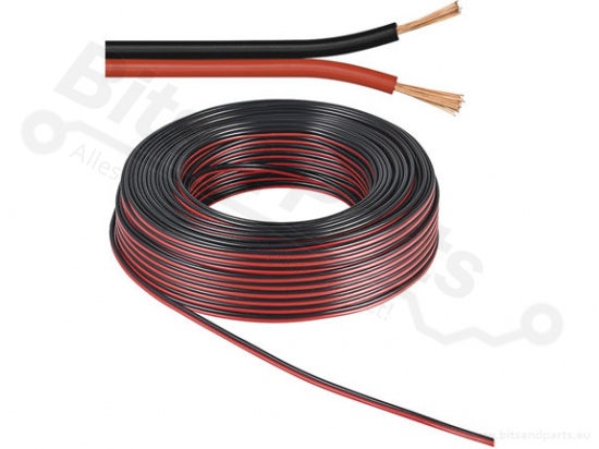 Luidsprekerdraad 2 x 0,5mm² 20AWG meeraderig - 10 meter rol zwart/rood